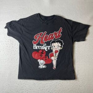 Fleischer Studios Betty Boop T-Shirt Womens Medium Black Heart Breaker Graphic